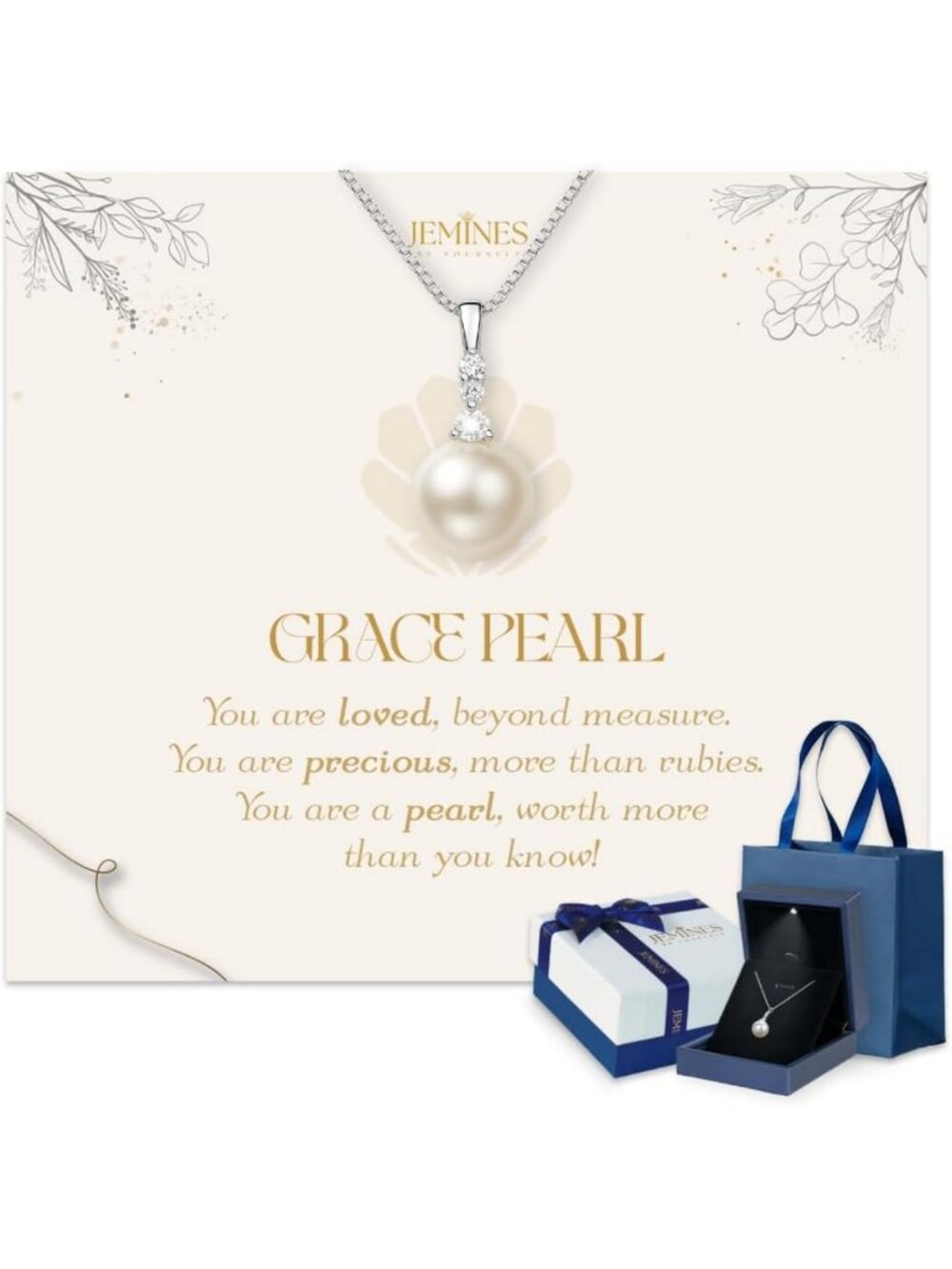 Elegant Freshwater Pearl Necklace | 18K White Gold Plated | Perfect Gift Jewelry